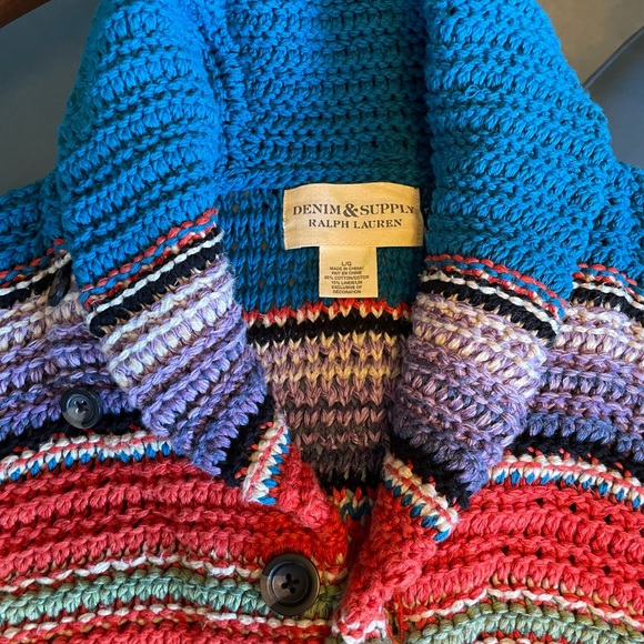 Ralph Lauren Denim and Supply Cotton and Linen Cardigan excellent comfy colorful - Picture 6 of 12